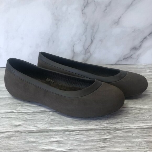 Crocs Mammoth Flats Womens Brown Ballet Fur Lined Shoes Size 8 - Picture 1 of 11